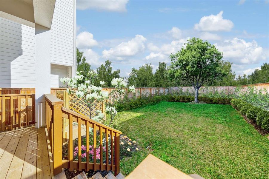 Large back yard with plenty of room for an outdoor kitchen and pool.