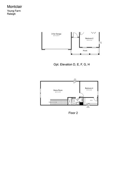 2D floor plan layout of this home in Young Farm, Apex, NC (Image 3). 2D floor plan layout of this home in Young Farm, Apex, NC (Image 3).