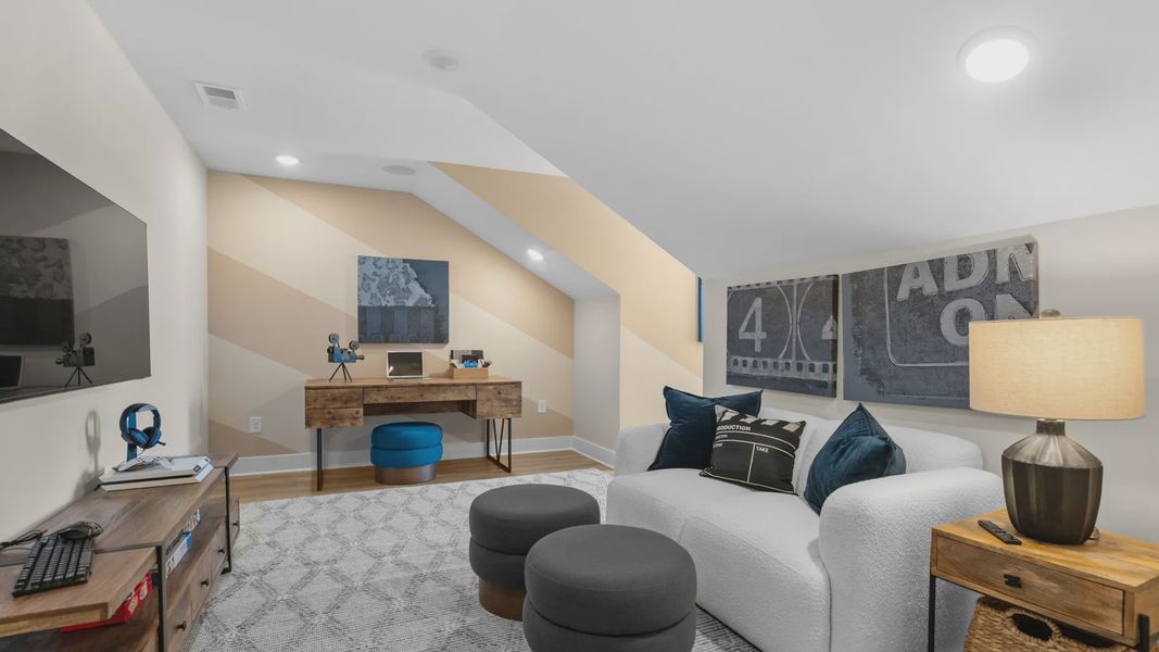 Flexible bonus room in the Summit home plan for work, hobbies, or relaxing.