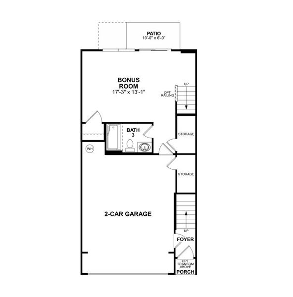 2D floor plan layout of this home in Green Level Trail Townhomes, Apex, NC (Image 4).