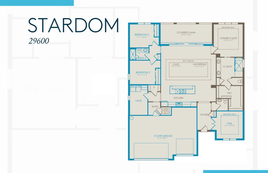 2D floor plan layout of this home in Del Webb Oak Creek, North Fort Myers, FL (Image 3).