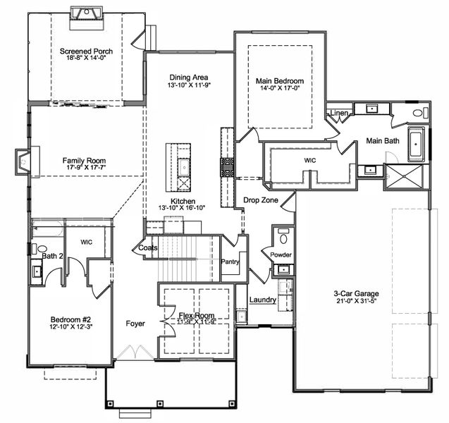 2D floor plan layout of this home in Saddlehorn, Troutman, NC (Image 3). 2D floor plan layout of this home in Saddlehorn, Troutman, NC (Image 3).