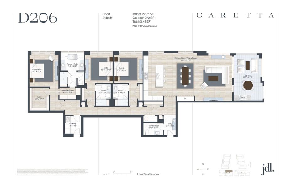 2D floor plan layout of this home in Caretta, Juno Beach, FL (Image 3). 2D floor plan layout of this home in Caretta, Juno Beach, FL (Image 3).