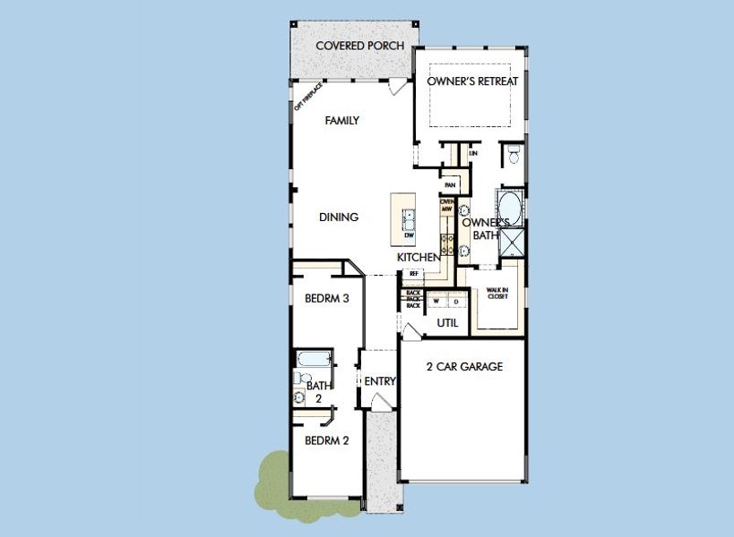 2D floor plan layout for the The Brownsville by David Weekley Homes in Landmark, Denton, TX (Image 3).