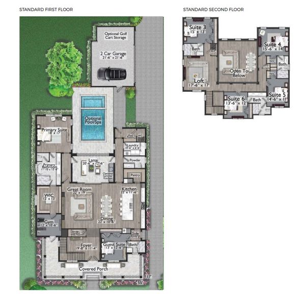 2D floor plan layout for the The Hamlin by Element Home Builders in The Grove, Oakland, FL (Image 3).