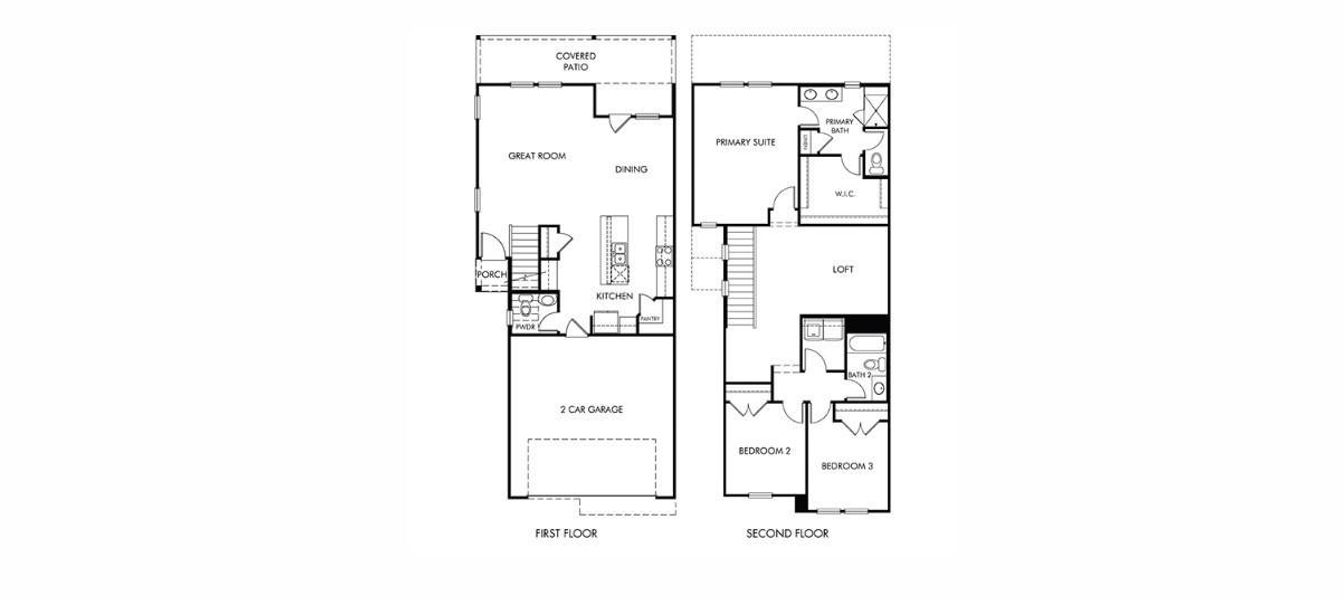 2D floor plan layout of this home in Pinewood Trails - City Series, Atascocita, TX (Image 2).