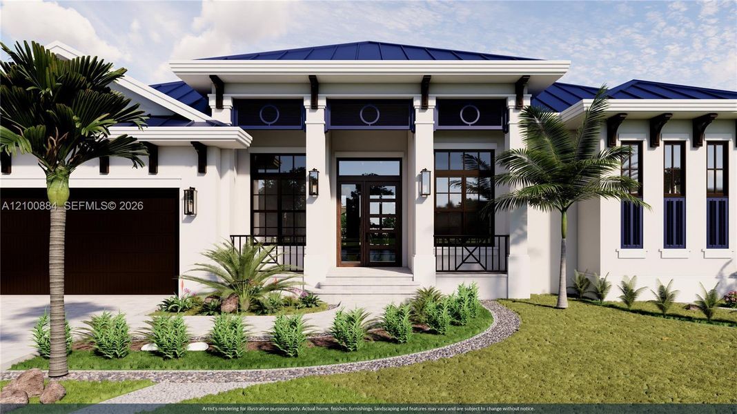 Front exterior of a new home in , Naples, FL, highlighting curb appeal (Image 1). Front exterior of a new home in , Naples, FL, highlighting curb appeal (Image 1).