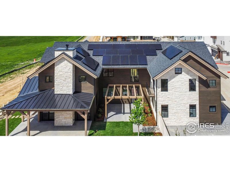 Courtyard Entrance to Magnificent Net Zero Timber Frame Home