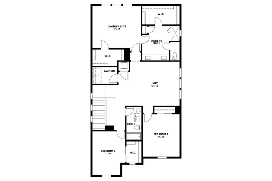 2D floor plan layout for the Wallflower by Brightland Homes in Granary, Johnstown, CO (Image 4).