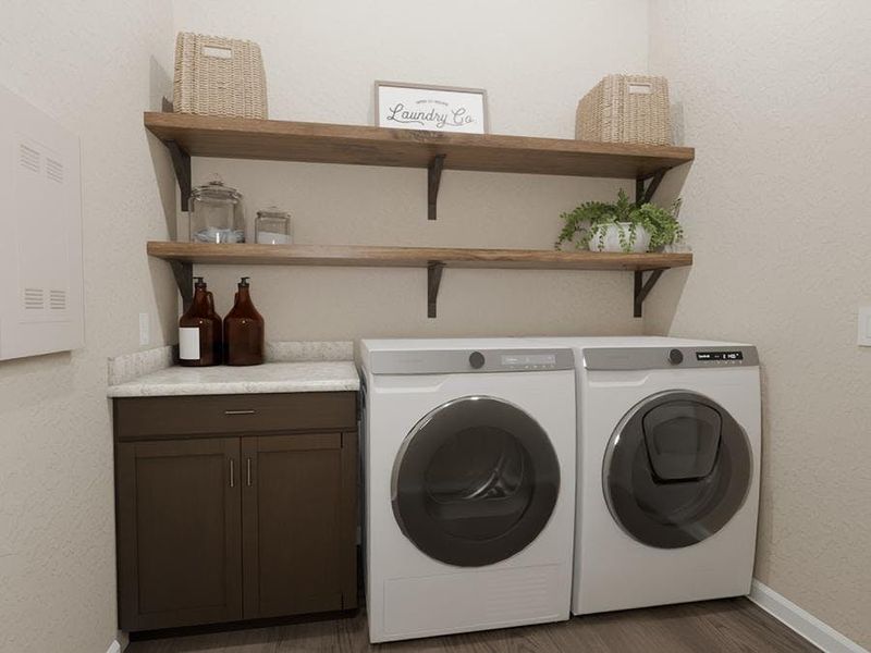 And, a large laundry room makes chore time easy. (Artist`s rendering) And, a large laundry room makes chore time easy. (Artist`s rendering)