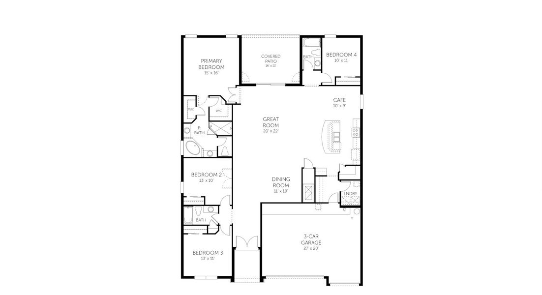 2D floor plan layout for the Avalon - 60' Homesites by Dream Finders Homes in Hills of Minneola, Minneola, FL (Image 3).
