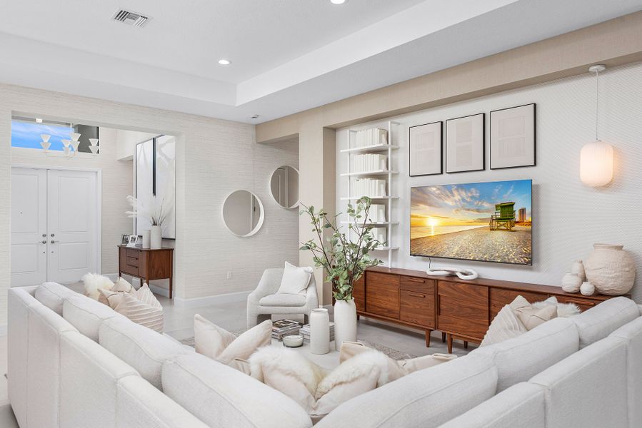 Representative furnished interior of a home built from the Carlyle by GL Homes in Valencia Parc at Riverland, Port St. Lucie (Image 7).