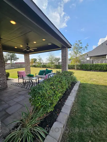 Exterior details and patio area of a home in Meridiana: 40ft. lots, Manvel (Image 3).