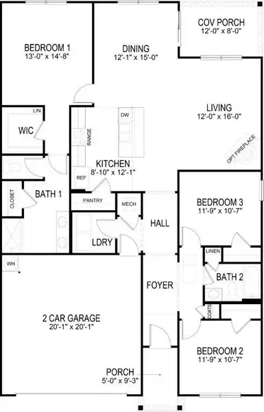2D floor plan layout of this home in Mary's Pointe, Clinton, TN (Image 2).
