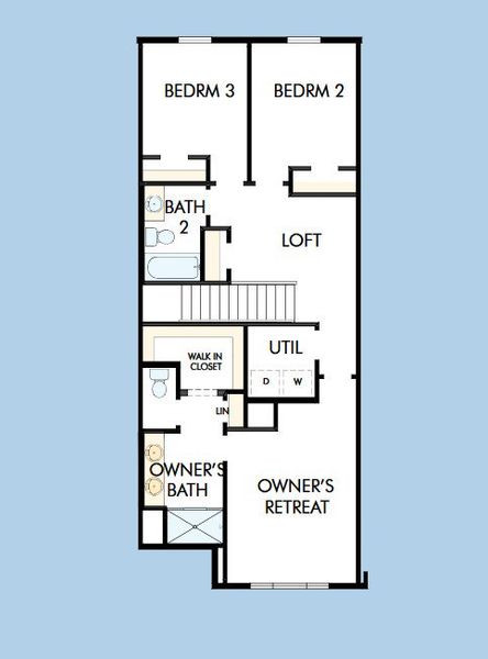 2D floor plan layout for the The Bluestar II by David Weekley Homes in Hardy Pond Townhomes, Rock Hill, SC (Image 3).