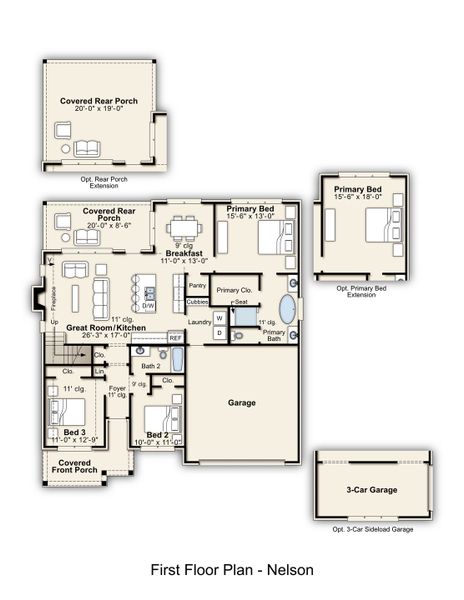 2D floor plan layout for the Nelson by Grant & Co in Twin Oaks, Oakland, TN (Image 4).