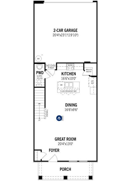2D floor plan layout for the Shelby by Mattamy Homes in Bratton Pointe, Rock Hill, SC (Image 4).