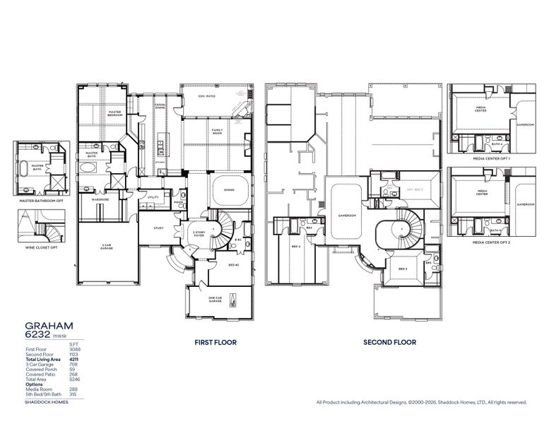 2D floor plan layout for the Graham - SH 6232 by Shaddock Homes in Light Farms Graham/Reagan, Celina, TX (Image 3).