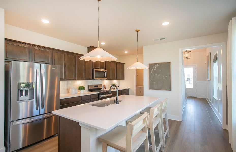 Kitchen in new home design at 55+ Active Adult Del Webb near Nashville. Kitchen in new home design at 55+ Active Adult Del Webb near Nashville.