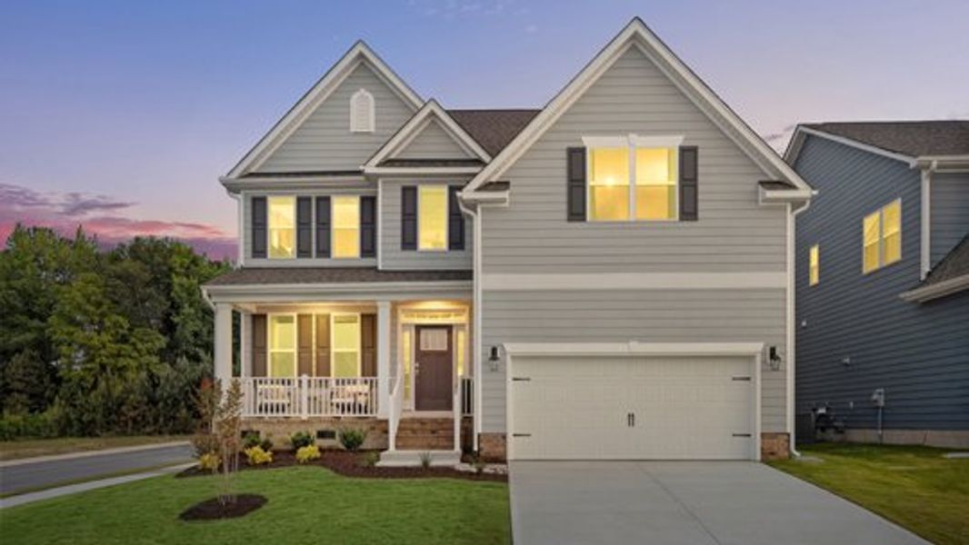 Representative exterior photo of a completed home built from the Fleetwood by D.R. Horton in Kalas Falls, Wake Forest, NC (Image 1). Representative exterior photo of a completed home built from the Fleetwood by D.R. Horton in Kalas Falls, Wake Forest, NC (Image 1).