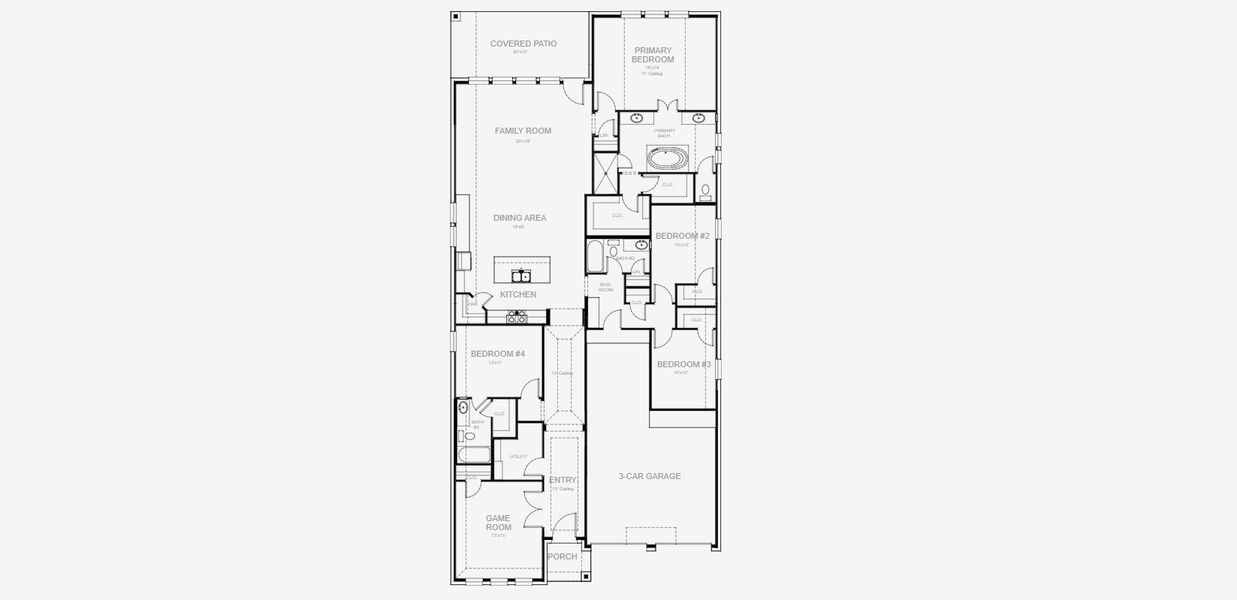 2D floor plan layout for the 2474W by Perry Homes in Trinity Falls At Province Woods 50', McKinney, TX (Image 4).