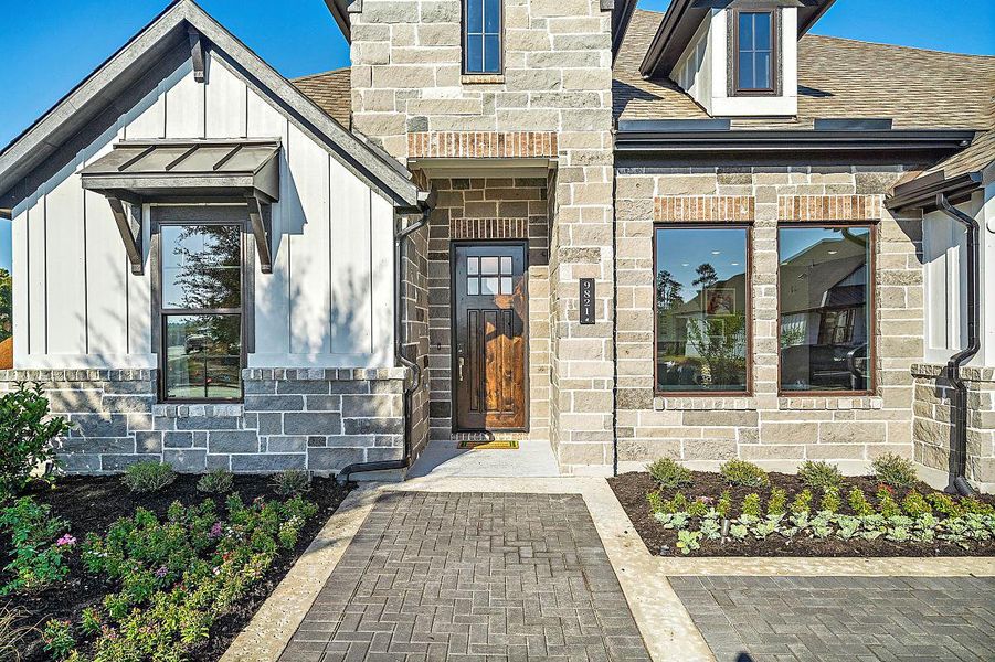 Representative exterior details of a home built from the Bergamot by Caldwell Homes in The Highlands, Porter (Image 4). Representative exterior details of a home built from the Bergamot by Caldwell Homes in The Highlands, Porter (Image 4).