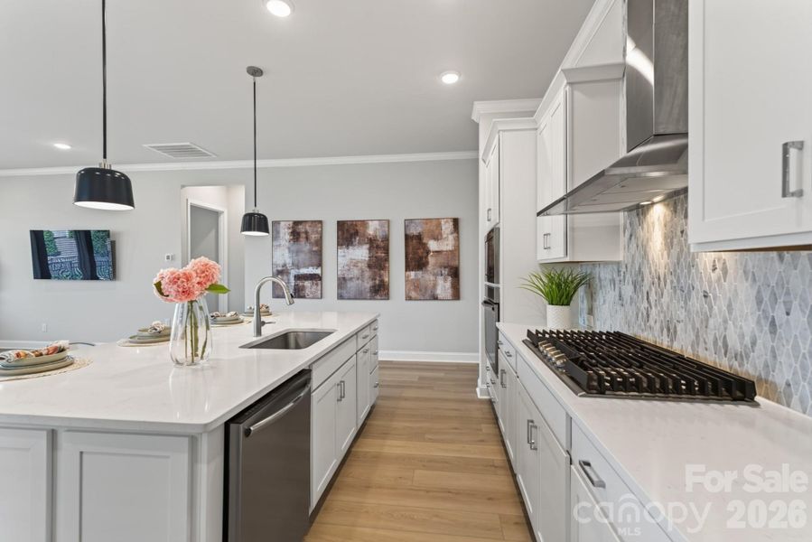 Kitchen with Gas Cooktop and Hood Vent