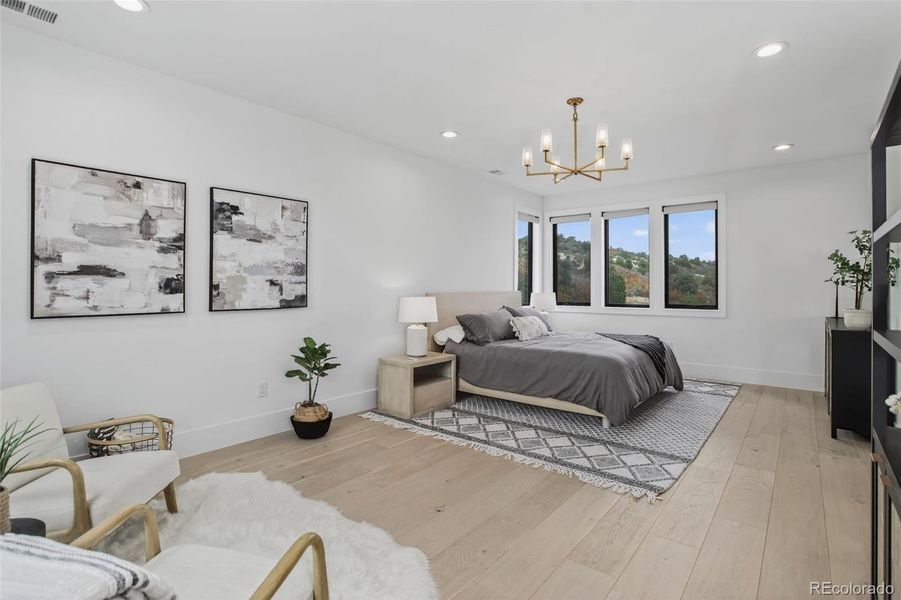 Main Floor guest room with En Suite full bathroom and custom California Closets Main Floor guest room with En Suite full bathroom and custom California Closets