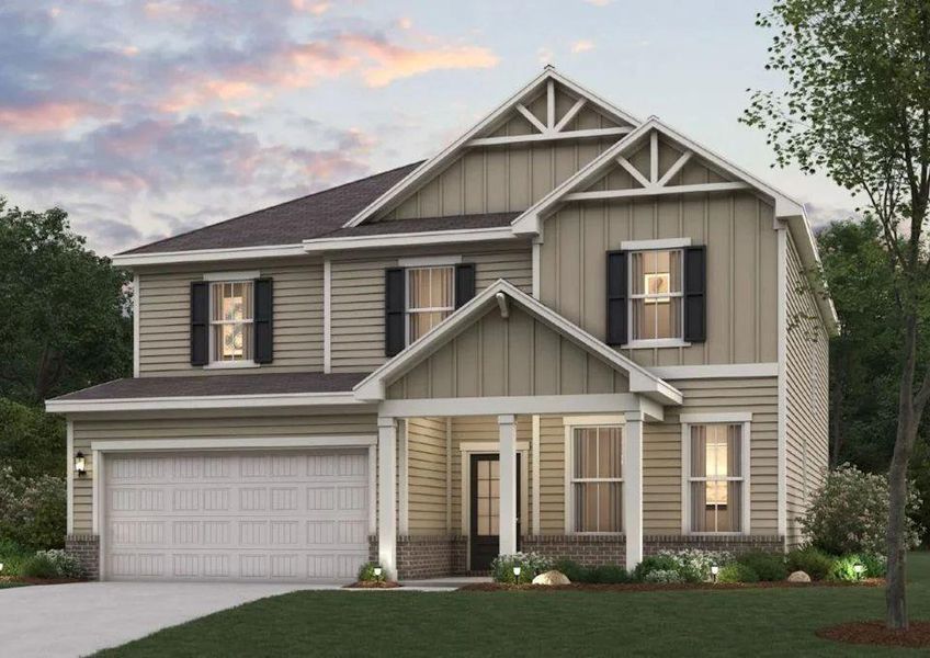 Front exterior of a new home in Reserve at Gum Springs, Jefferson, GA, highlighting curb appeal (Image 1). Front exterior of a new home in Reserve at Gum Springs, Jefferson, GA, highlighting curb appeal (Image 1).