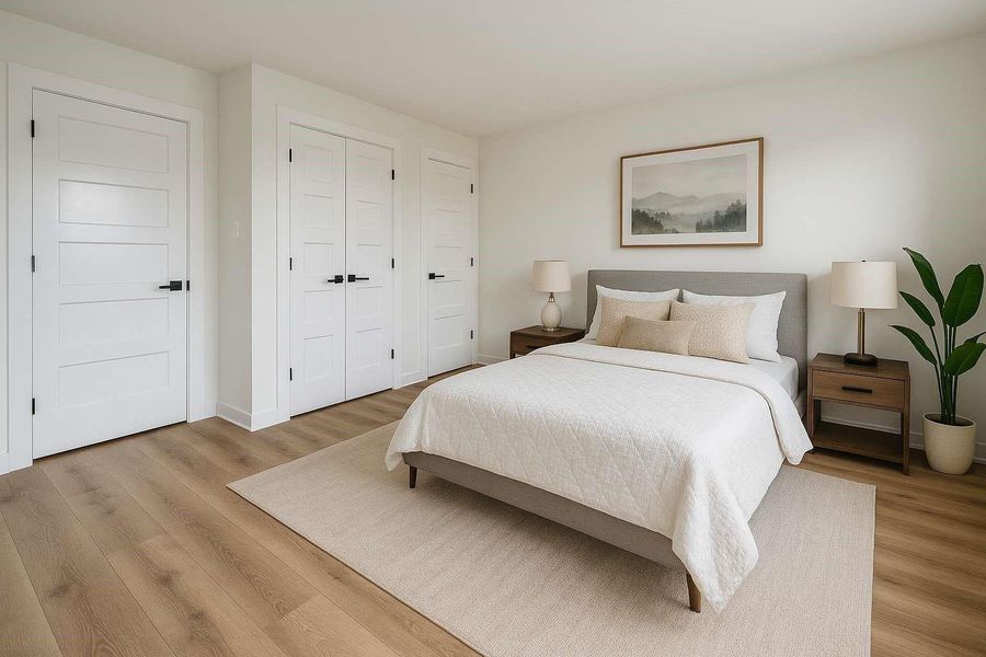 Third bedroom with closet and entrance to Jack and Jill bathroom. Lots of natural lighting throughout the home. Virtually staged.