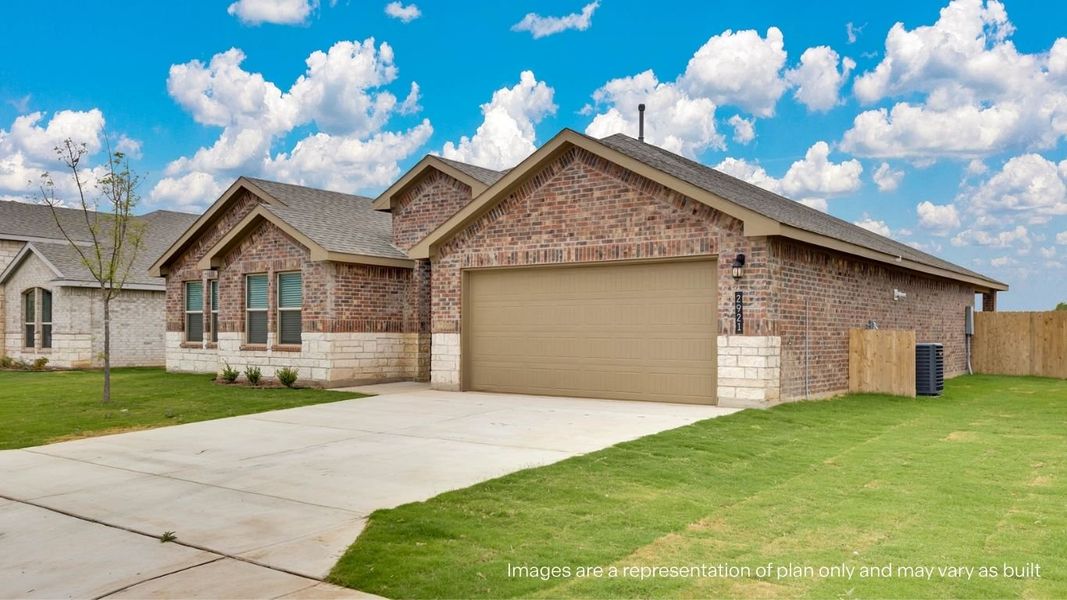 Representative exterior photo of a completed home built from the The Holden by D.R. Horton in Viridian, Lubbock, TX (Image 19). Representative exterior photo of a completed home built from the The Holden by D.R. Horton in Viridian, Lubbock, TX (Image 19).