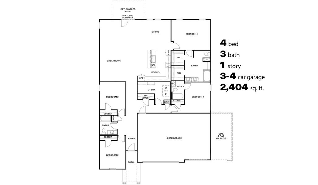 2D floor plan layout for the Garland - Traditions - A50G by D.R. Horton in Sycamore Vista, Vail, AZ (Image 3).