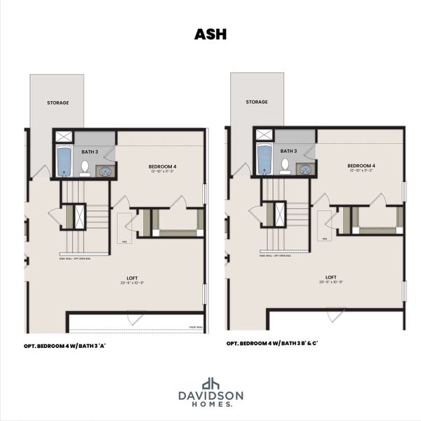 2D floor plan layout for the The Ash A-BF by Davidson Homes LLC in Bradshaw Farms, Mount Juliet, TN (Image 5).