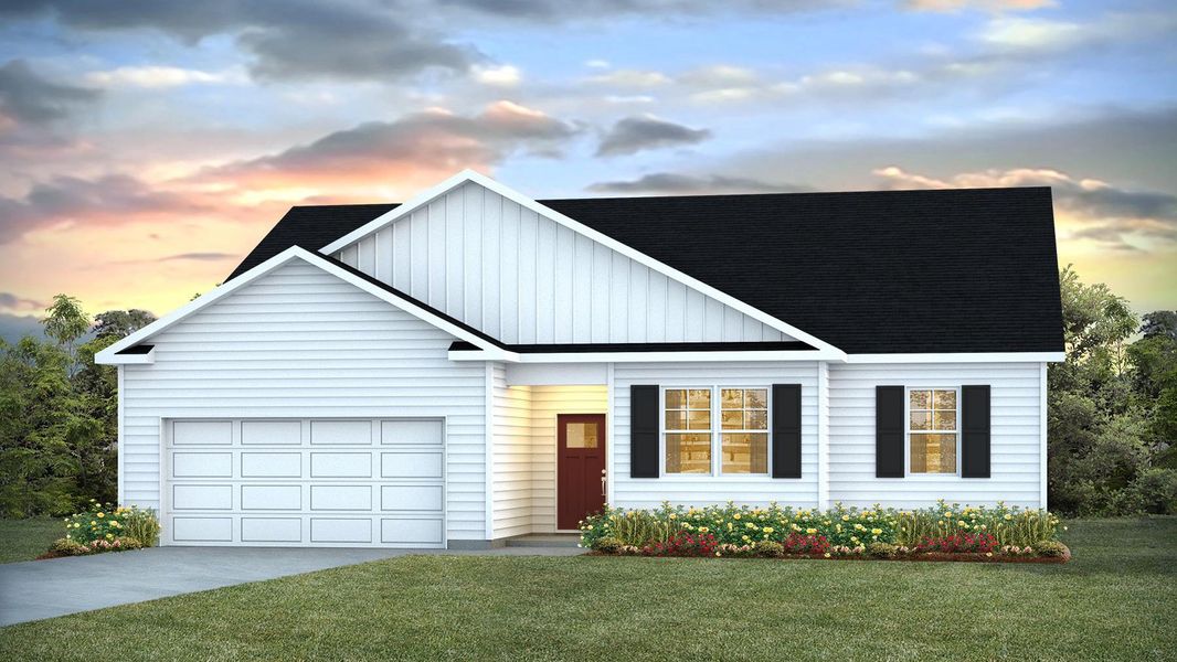 Representative exterior photo of a completed home built from the Booth by D.R. Horton in Preserve at Cypress Commons, Conway, SC (Image 10). Representative exterior photo of a completed home built from the Booth by D.R. Horton in Preserve at Cypress Commons, Conway, SC (Image 10).