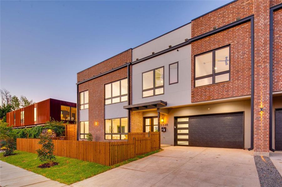 Modern home featuring a garage