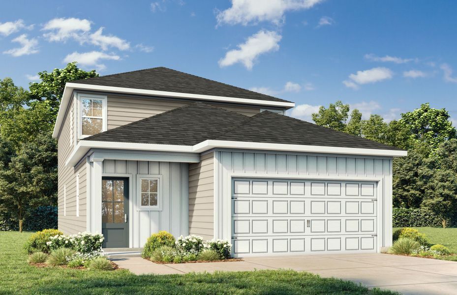 Representative exterior photo of a completed home built from the The Pinecrest A by Davidson Homes LLC in Fairway Crossing, Converse, TX (Image 1). Representative exterior photo of a completed home built from the The Pinecrest A by Davidson Homes LLC in Fairway Crossing, Converse, TX (Image 1).