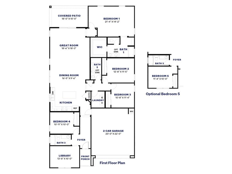 2D floor plan layout for the Blackstone by D.R. Horton in Rio Rancho Estates, Surprise, AZ (Image 5).