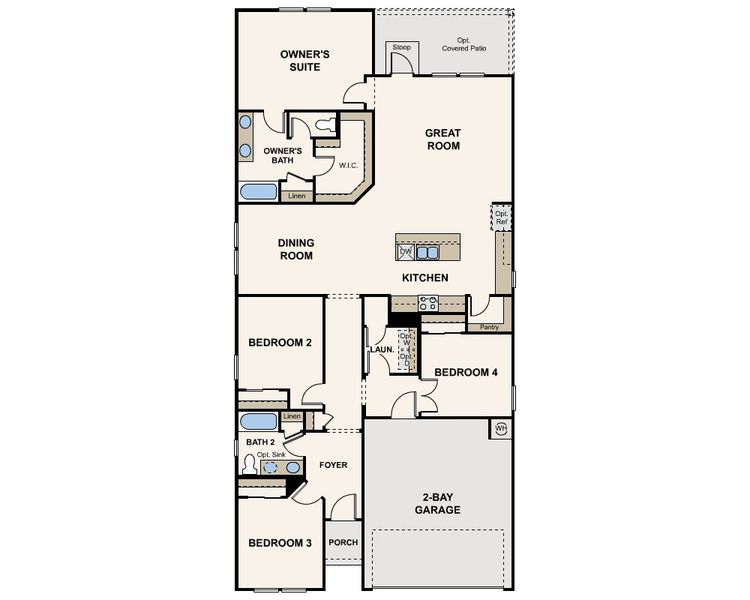 2D floor plan layout for the Pinion by Century Communities in Stallion Run, Buda, TX (Image 3). 2D floor plan layout for the Pinion by Century Communities in Stallion Run, Buda, TX (Image 3).