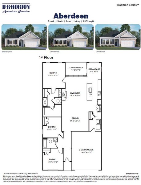 2D floor plan layout for the ABERDEEN by D.R. Horton in Steeplegate Village, Trinity, NC (Image 3). 2D floor plan layout for the ABERDEEN by D.R. Horton in Steeplegate Village, Trinity, NC (Image 3).