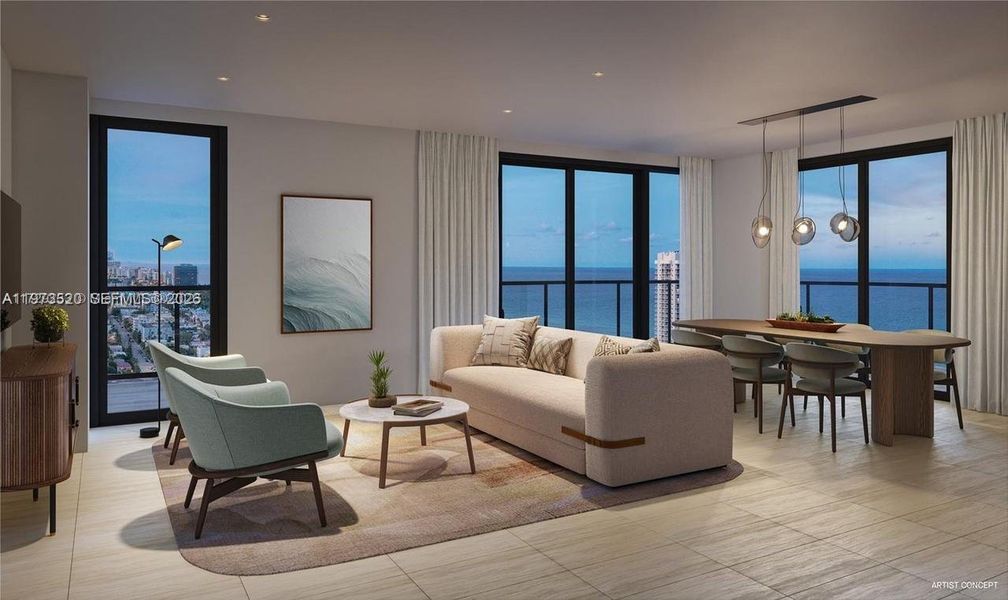 Furnished interior view inside a new home in 72 Park, Miami (Image 8).