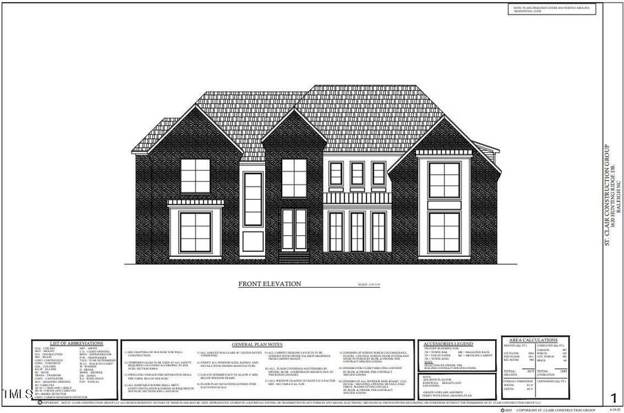 1620 Hunting Ridge FP Front Elevation