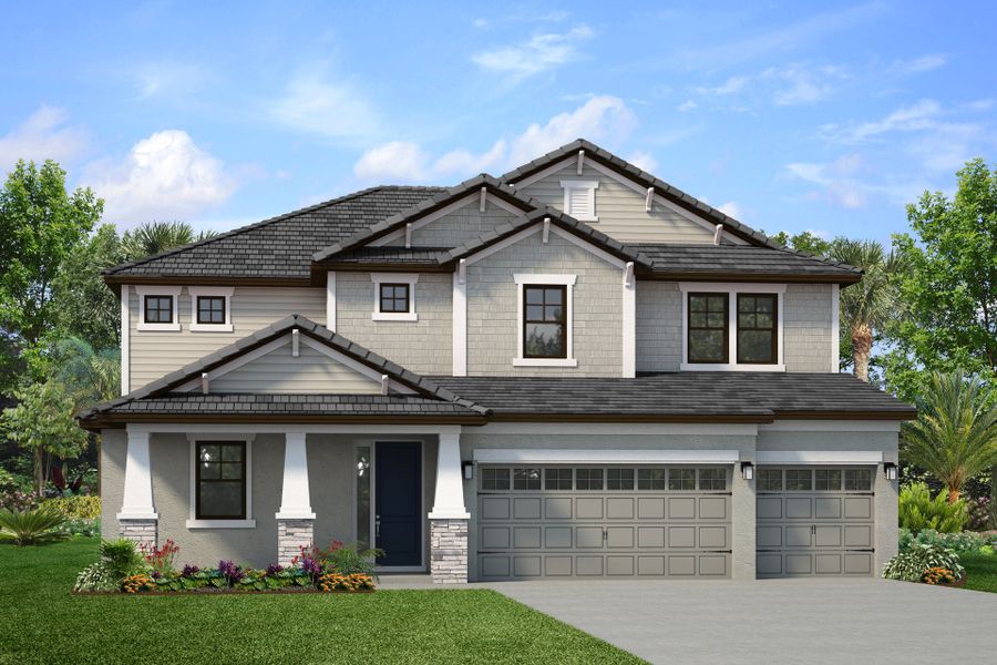 Representative exterior photo of a completed home built from the Redwood II by Park Square Residential in Tamarack at Two Rivers, Zephyrhills, FL (Image 6).
