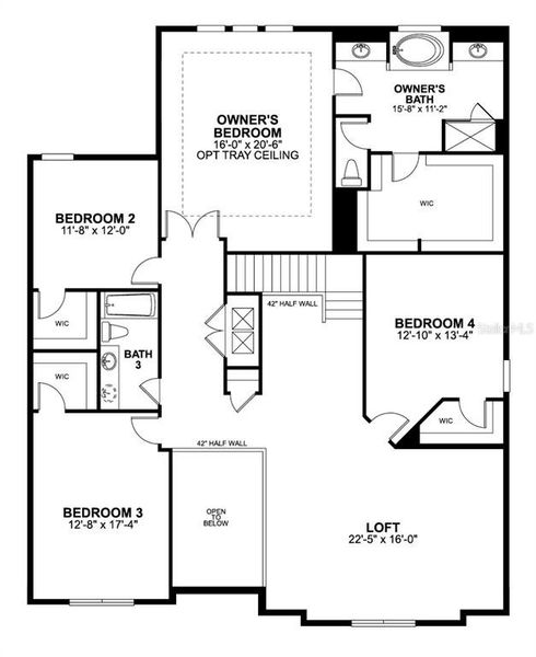 2D floor plan layout of this home in Wolf Lake Ranch, Apopka, FL (Image 3).