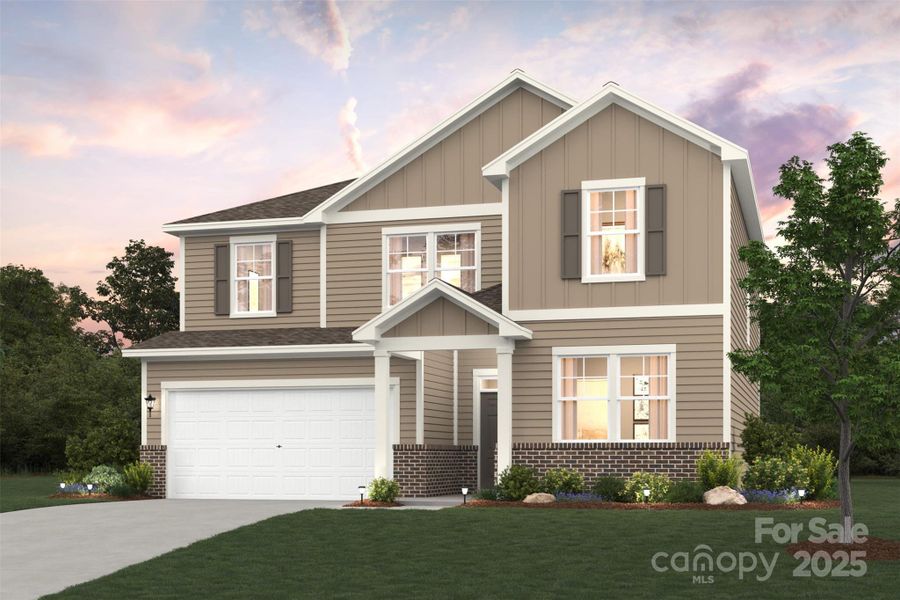 Front exterior of a new home in Grants Landing, Salisbury, NC, highlighting curb appeal (Image 1).
