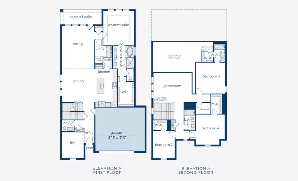 2D floor plan layout for the Marseille by Normandy Homes in Estates at Stacy Crossing, McKinney, TX (Image 3). 2D floor plan layout for the Marseille by Normandy Homes in Estates at Stacy Crossing, McKinney, TX (Image 3).