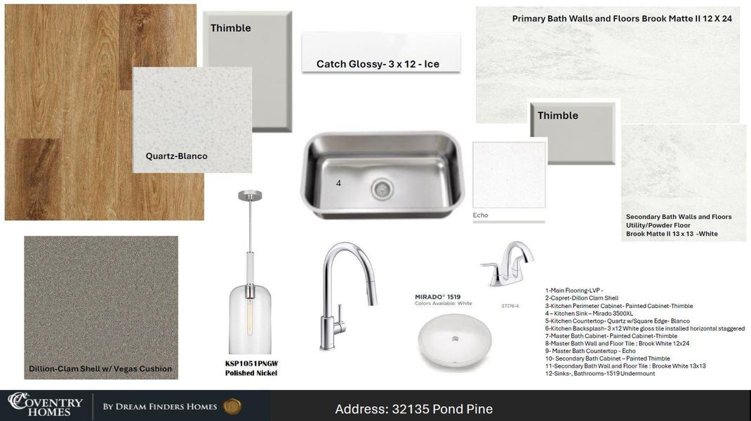Sample of building materials used in homes in The Meadows at Imperial Oaks, Spring (Image 5).