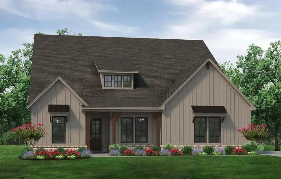 Front exterior of a new home in Oak Grove Addition, Springtown, TX, highlighting curb appeal (Image 1). Front exterior of a new home in Oak Grove Addition, Springtown, TX, highlighting curb appeal (Image 1).