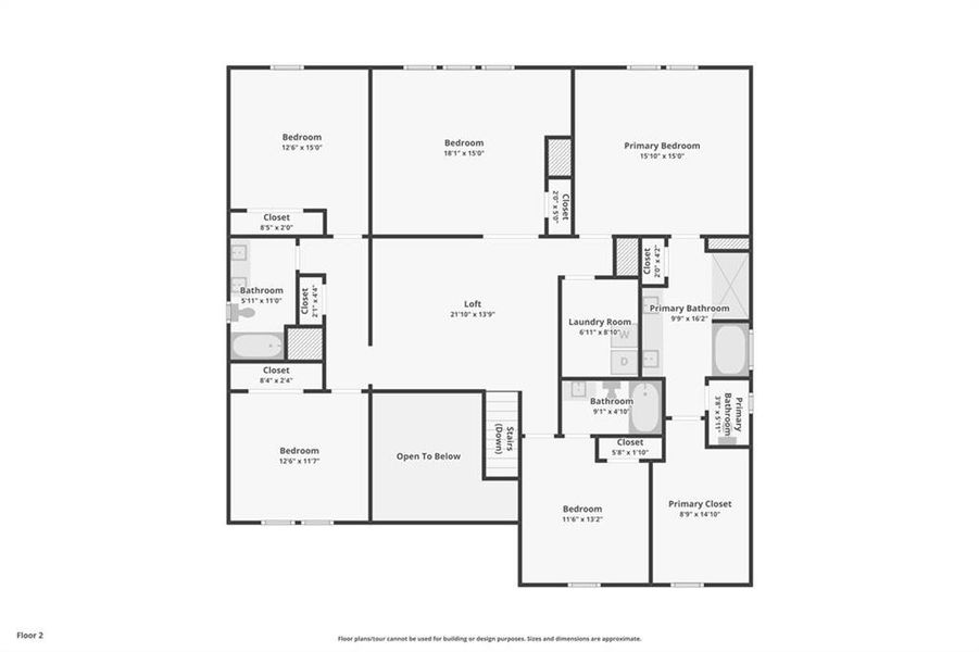2D floor plan layout of this home in River Pointe, Monroe, GA (Image 5).
