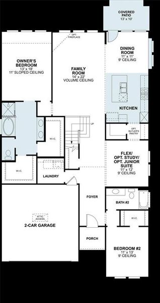 2D floor plan layout of this home in Lily Creek at Sutton Fields, Aubrey, TX (Image 3). 2D floor plan layout of this home in Lily Creek at Sutton Fields, Aubrey, TX (Image 3).