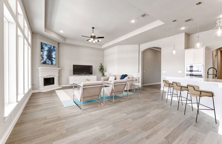 Representative furnished interior of a home built from the 2870 by Ravenna Homes in The Woodlands Hills 65′, Willis (Image 6). Representative furnished interior of a home built from the 2870 by Ravenna Homes in The Woodlands Hills 65′, Willis (Image 6).